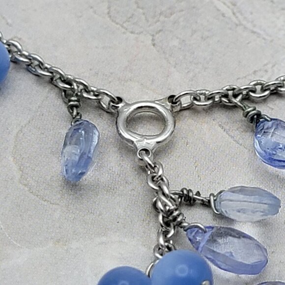 Cookie Lee Silver Tone Blue Moonstone Dangle Charm Y-Drop Necklace 17 Inch - Picture 5 of 9